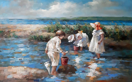 2289-T3 | 73cm x 100cm | enfant jouant dans l'eau 